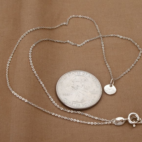 925 Sterling Silver Link Necklace, Tiny Tiny Charm Pendant, Stamped 925 - Picture 6 of 6
